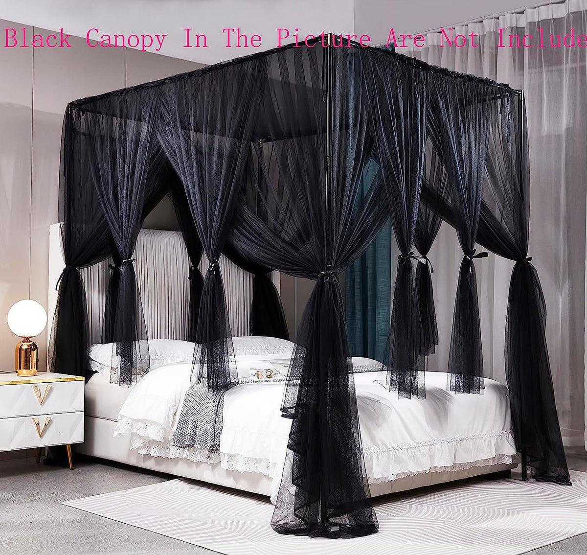 Queen Size Black Canopy Bed Frame W937