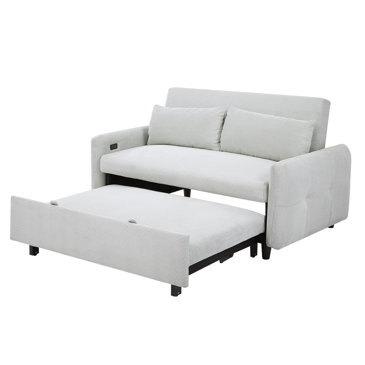 2-Seater Pull-Out Sofa Bed with Adjustable Backrest and USB Port F462546