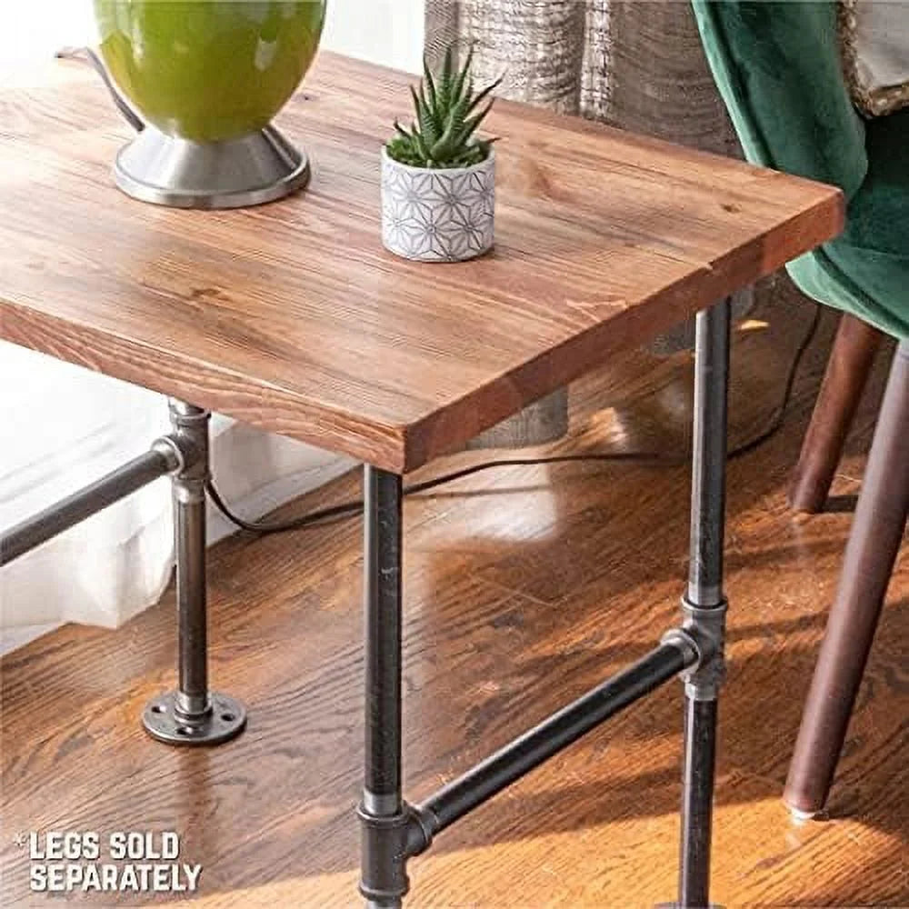 Solid Wood End Table 22 in. x 18 in. x 1.25 in. Reclaimed Pine Black J684843