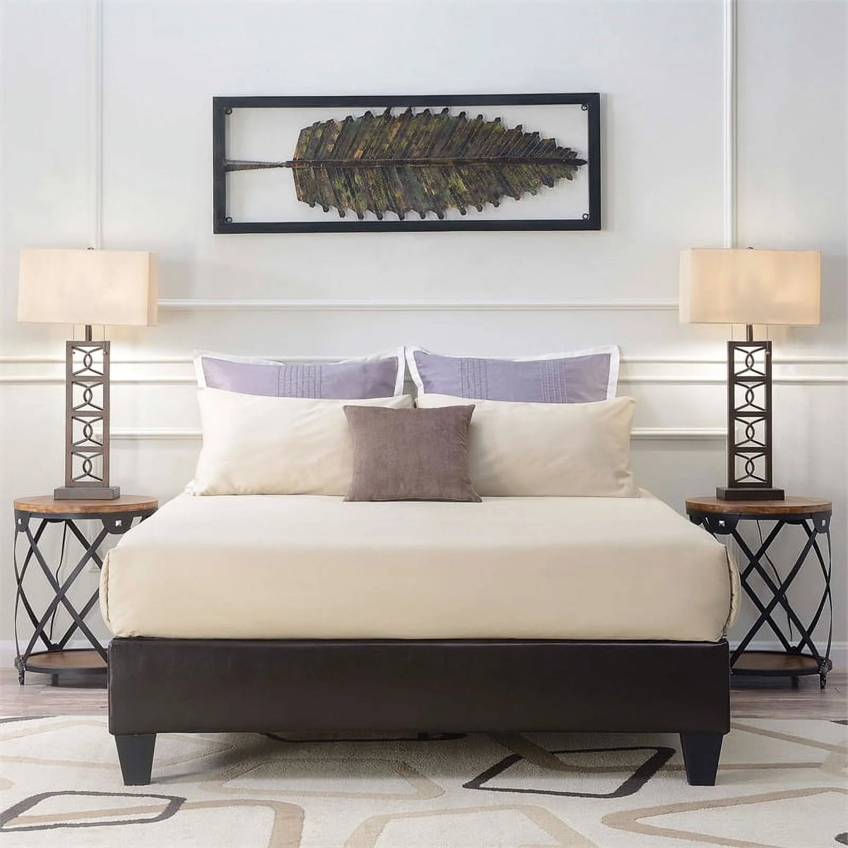 Queen Platform Bed in Brown C57291
