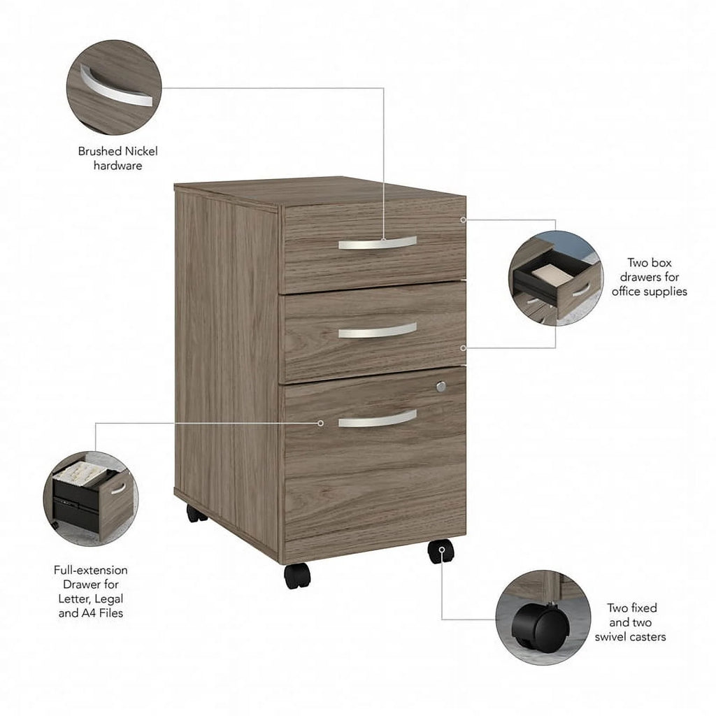 72W Engineered Wood L Desk with Hutch and Drawers A12173