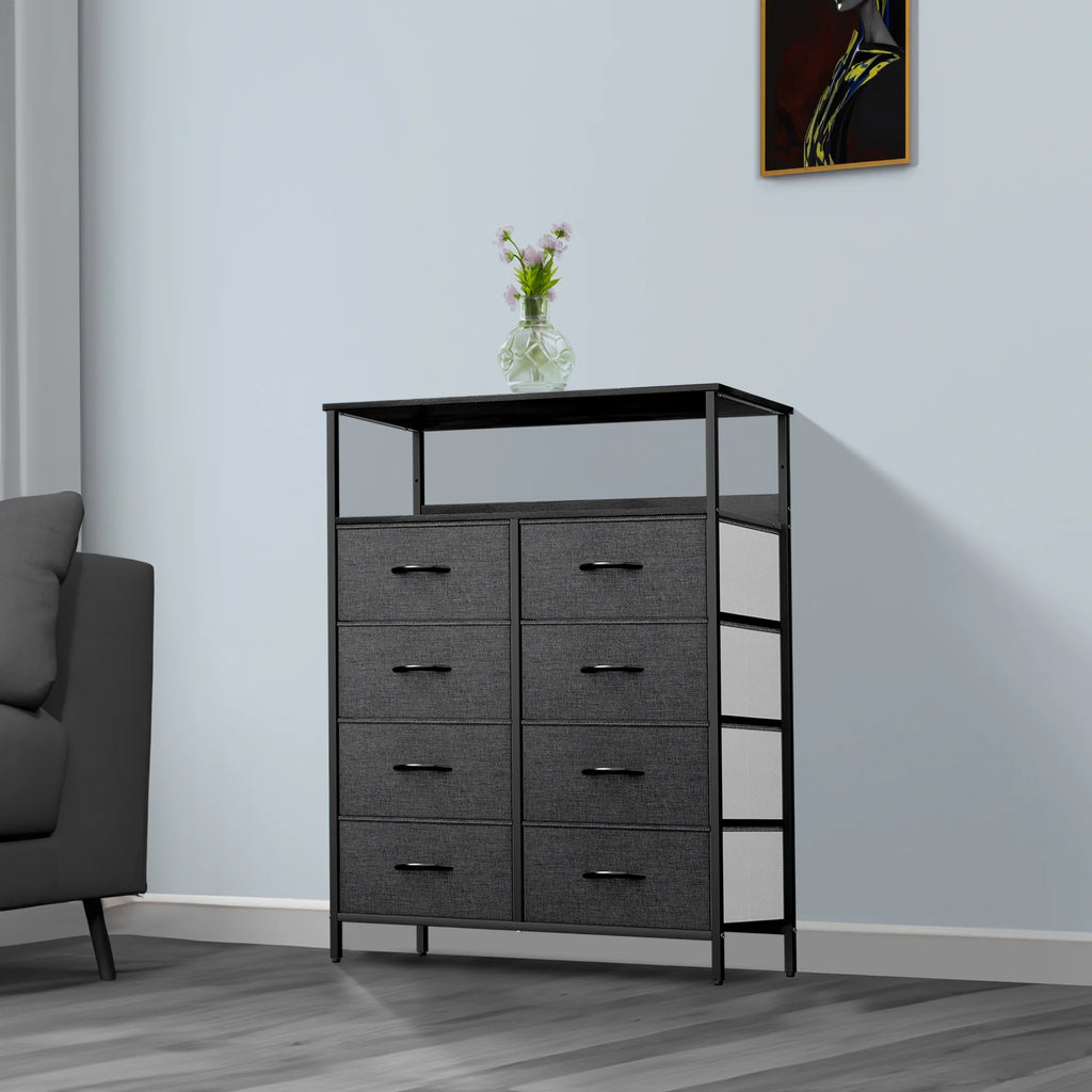 8 Drawer Fabric Dresser with Shelves Z811