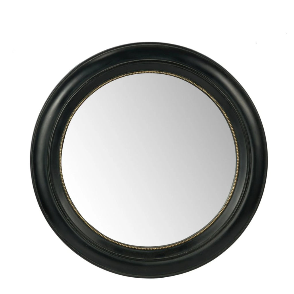 Black Vintage Style Framed Round Wall Mirror C134657