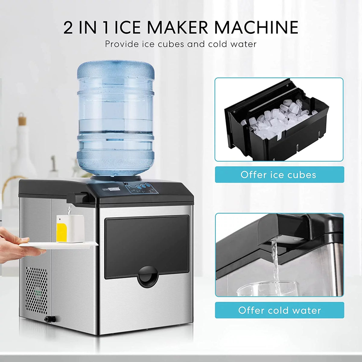 Electric 2 in 1 Countertop Ice Maker with Water Dispenser R54985