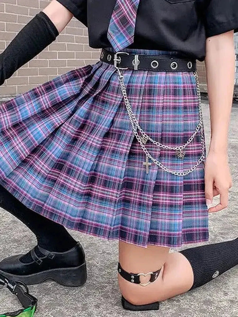 Neon Purple Pleated Skirt S957