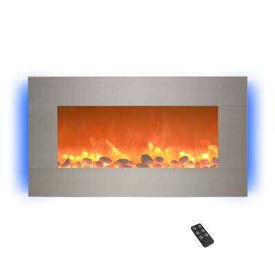 Wall Mounted Electric Fireplace Brushed Silver M373399