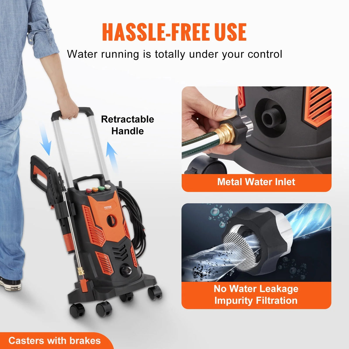 Electric Pressure Washer 2300 PSI 1.9 GPM Cold Water Wheeled J91784