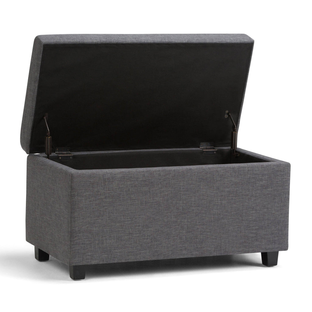 34 inch Wide Contemporary Rectangle Storage Ottoman Slate Grey A856485