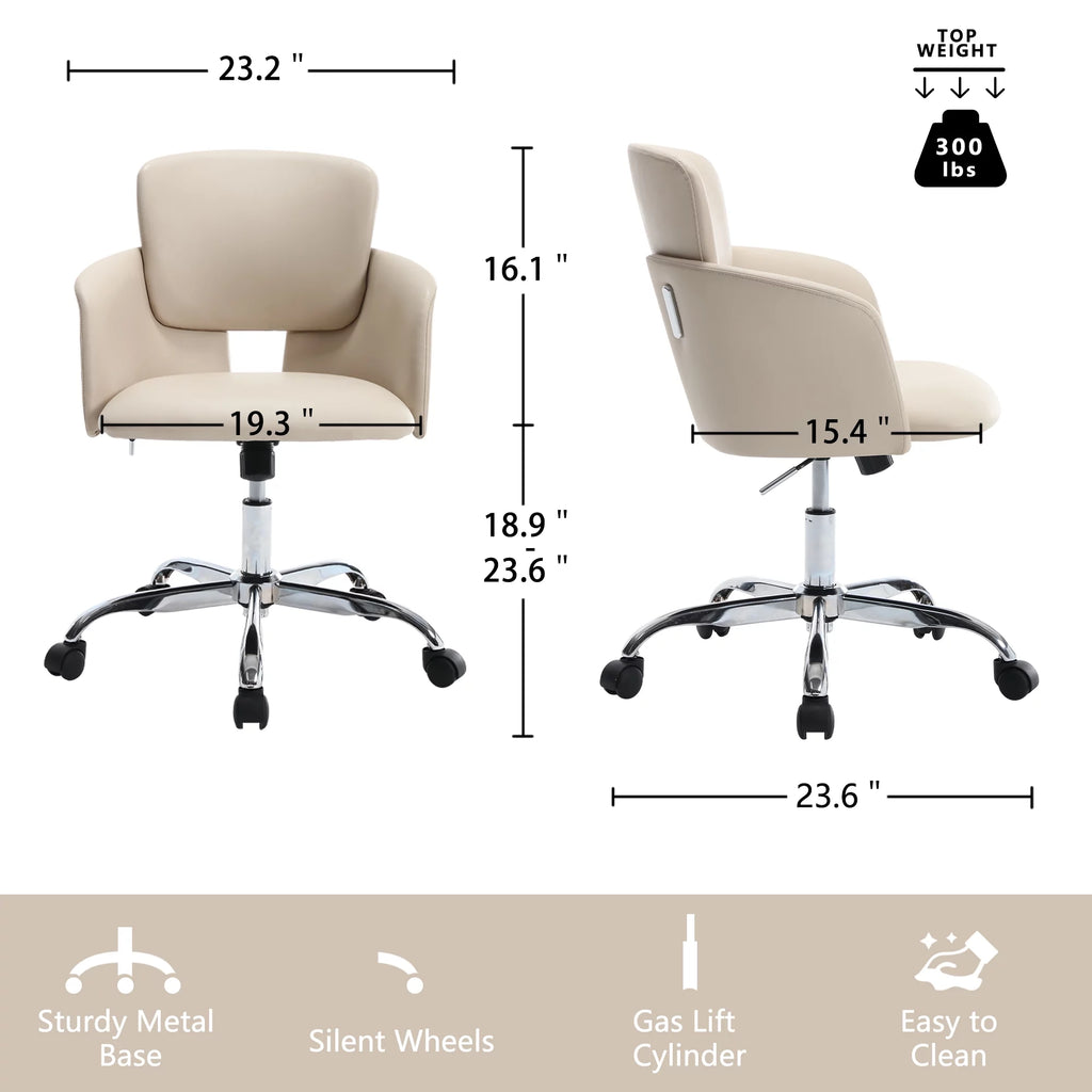 Beige Adjustable Height PU Leather Ergonomic Office Chair F73668