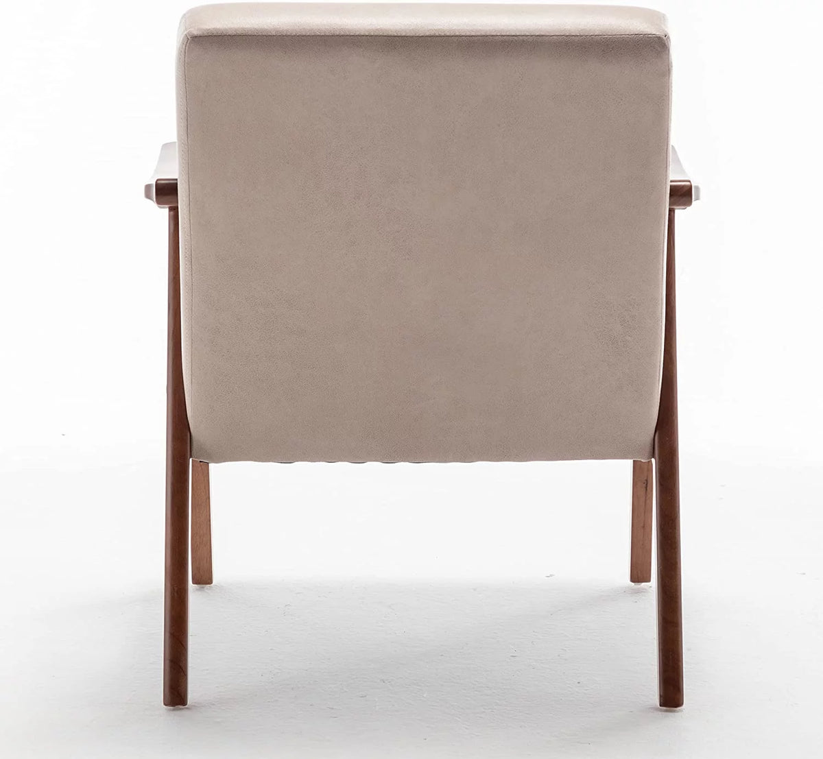 Light Camel Microfiber Accent Chair with Solid Wood Frame F8978