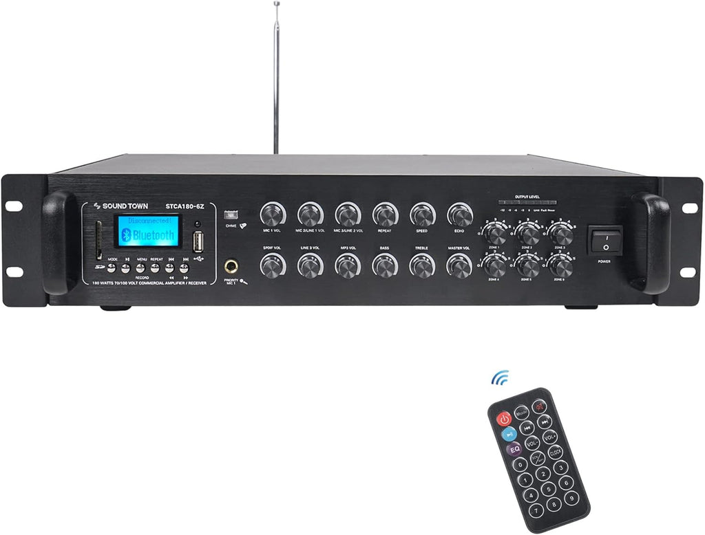 360W 6-Zone 70V/100V Commercial Power Amplifier with Bluetooth K907