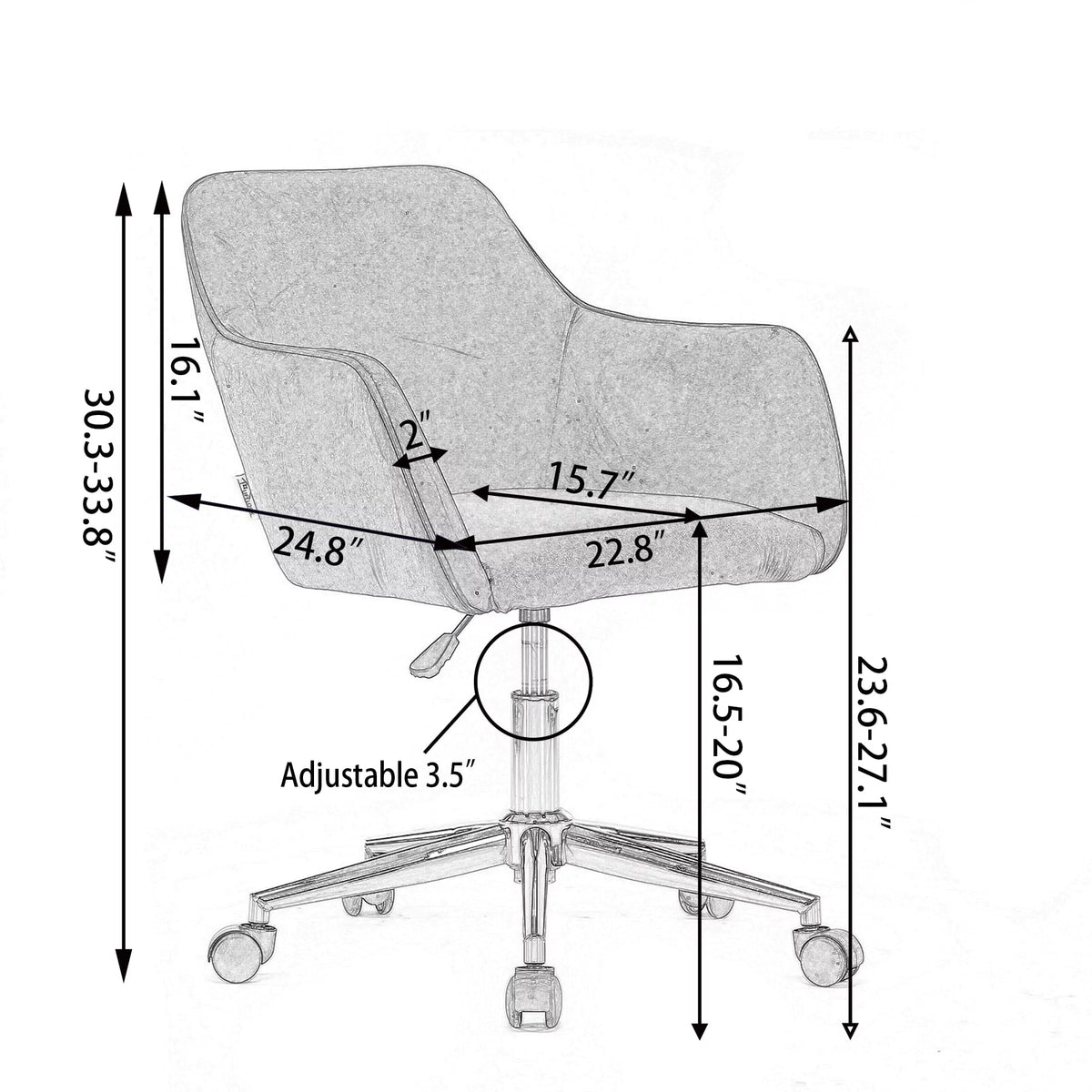Pink Teddy Fabric Adjustable Height Office Chair R333