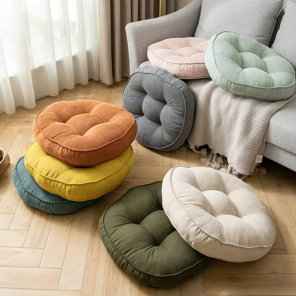 Orange 22x22 Inch Corduroy Round Chair Pad M520