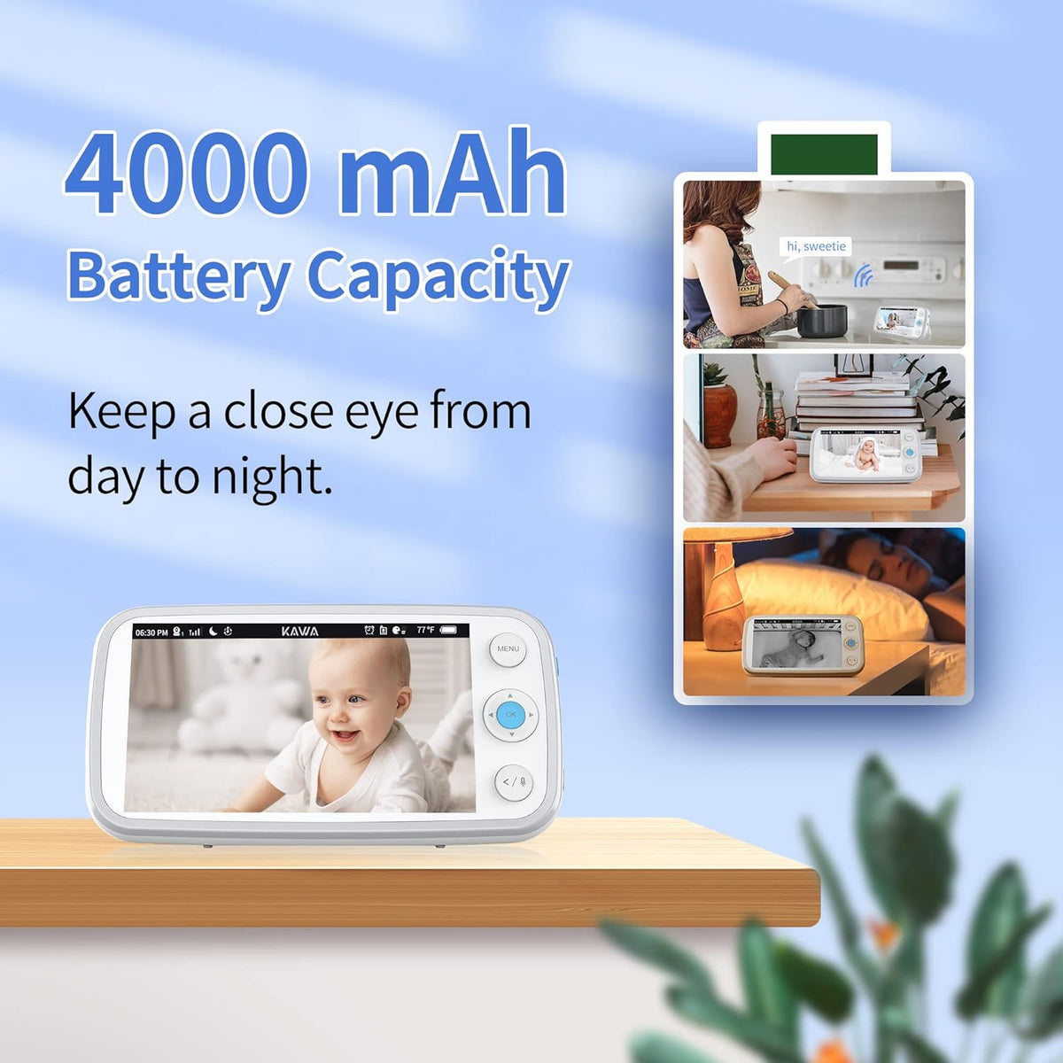 Baby Monitor with Camera and Audio, 720P HD Display, Night Vision, 2-Way Audio W541