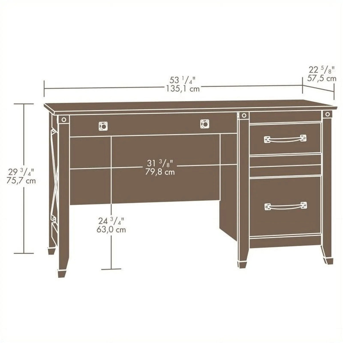 Rustic Engineered Wood Computer Desk A7098