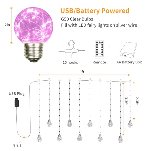 200 LED Warm White Curtain String Lights with Remote Y881498