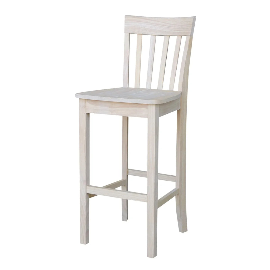 Unfinished Solid Parawood Slatback Counter Height Stool U87711
