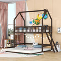 Twin Over Twin House Bunk Bed with Trundle and Roof N41318