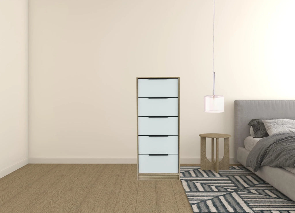 Brown & White Five Drawer Chest T559299