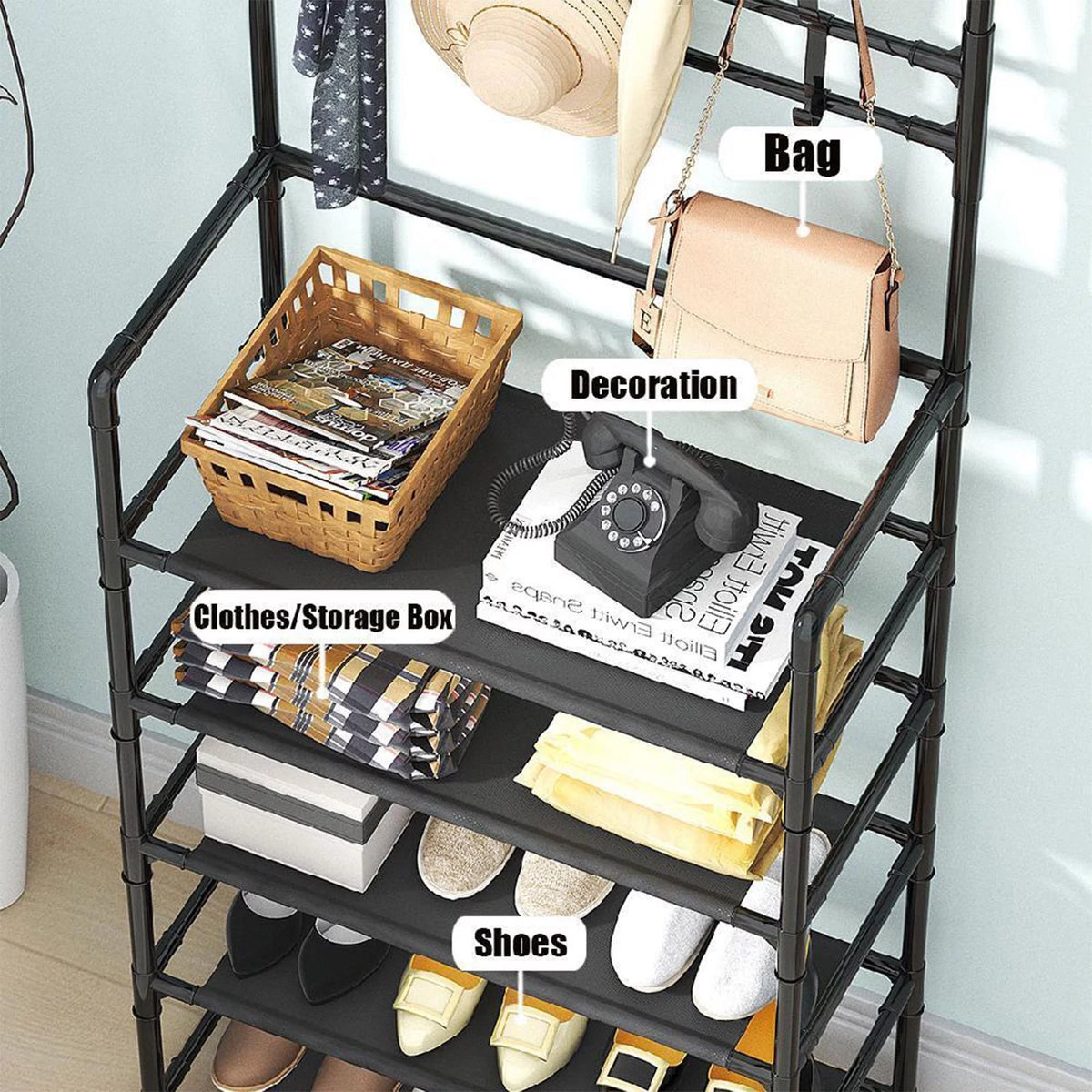 Entryway Bench with Coat Rack and Shoe Bench I215883