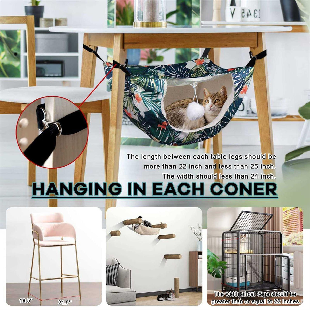 Cat Cage Hammock Double Layer Plush Hanging Pet Bed F753730