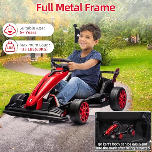 24V Kids Ride on Go Kart, 7.5mph Drifting Car, 7ah Battery 200W*2 Motors, Max Load 135lbs, White H787