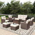 4 Piece Wicker Patio Furniture Set with Fire Pit Table D949