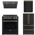 30 Electric Range, Range Hood, Refrigerator and Dishwasher in Black C816767