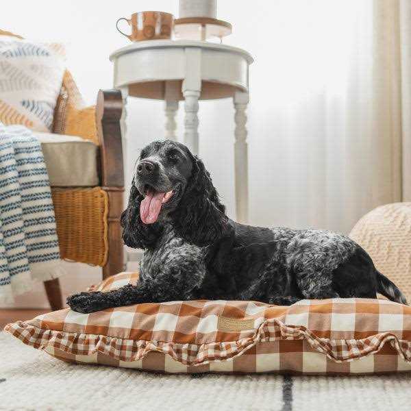 Brown Gingham Print Envelope Dog Bed X526