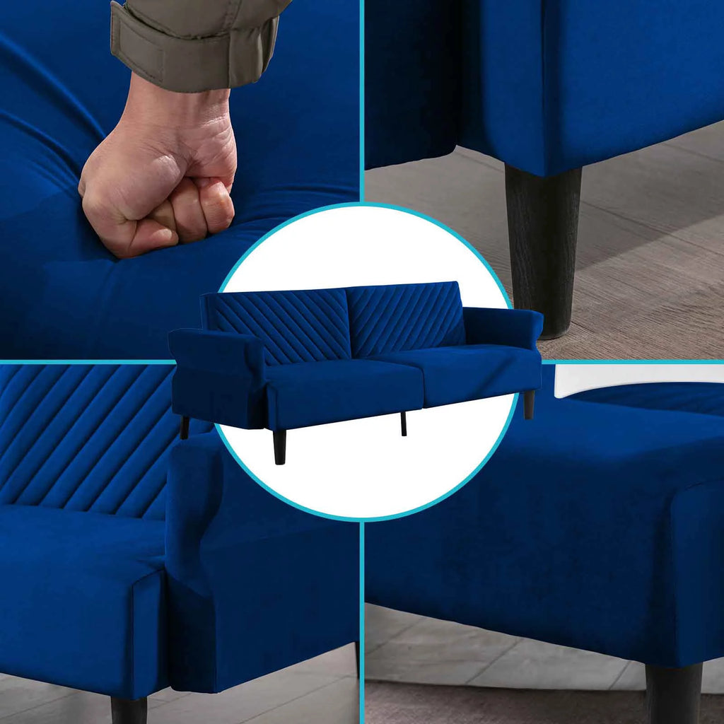 Convertible Futon Sofa Bed Blue W35854