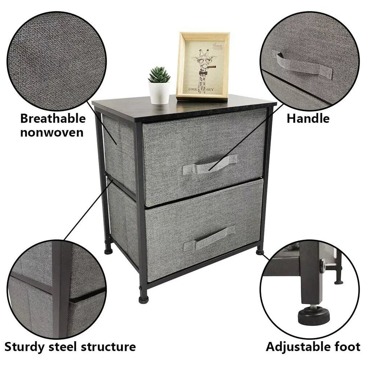 2 Drawer Fabric Dresser S560983
