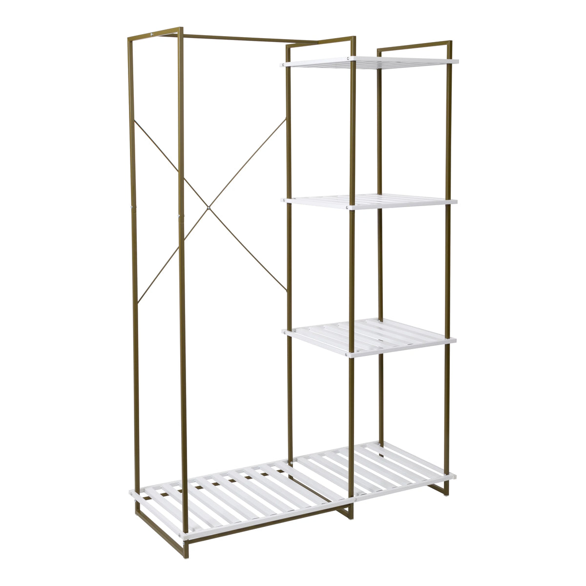 Freestanding Open Metal Closet Wardrobe with 4 Shelves V464048