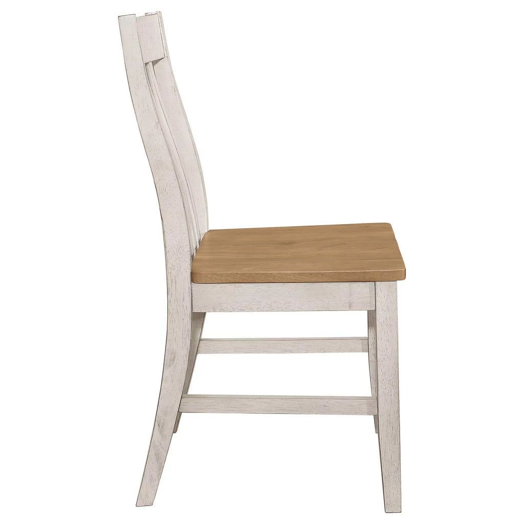 Set of 2 Natural and Rustic Off White Side Chair Q693