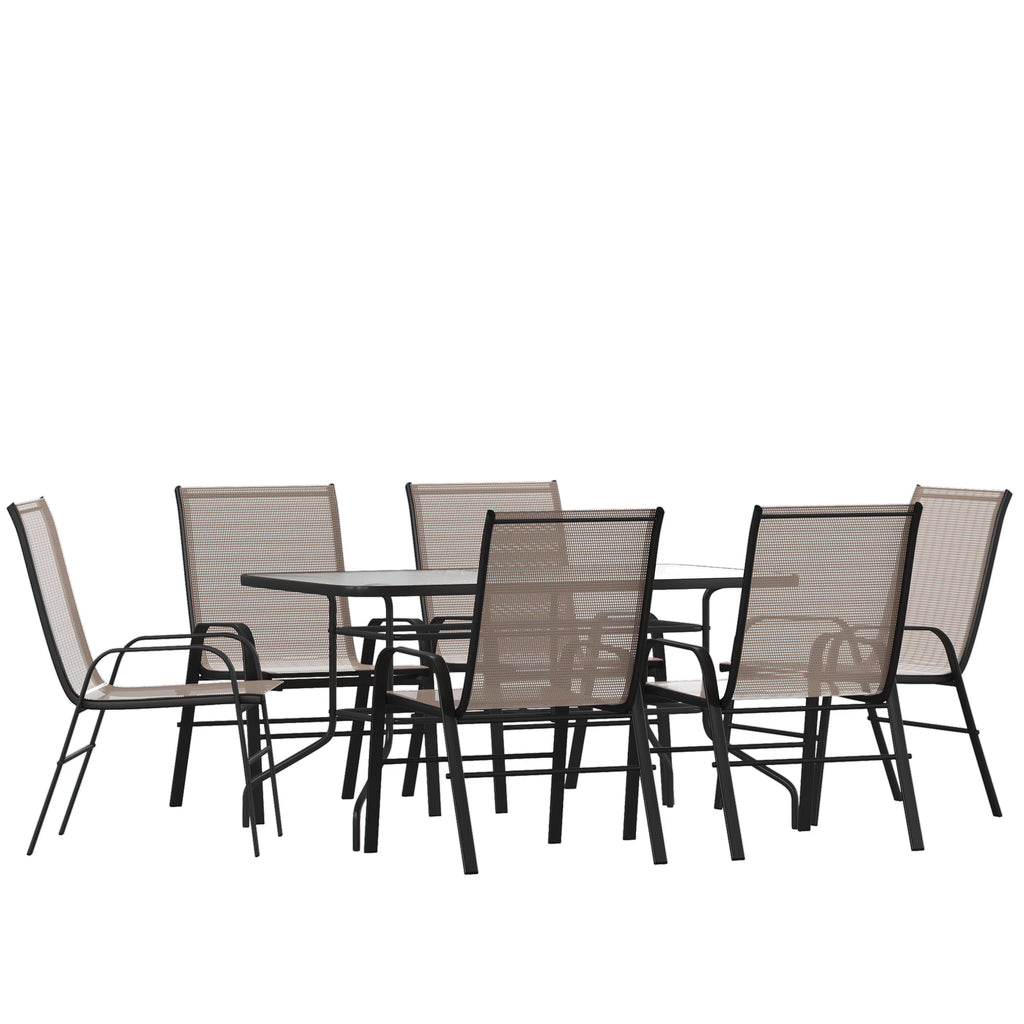7 Piece Outdoor Patio Dining Set with Umbrella Hole F353390
