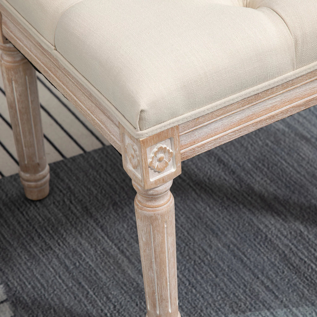 Beige Button Tufted Foot Stool Ottoman E696