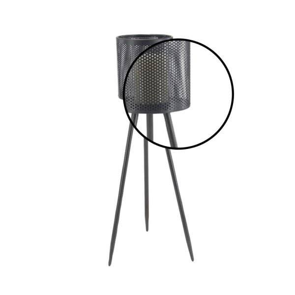 Black Iron and Glass Floor Candle Holder H482