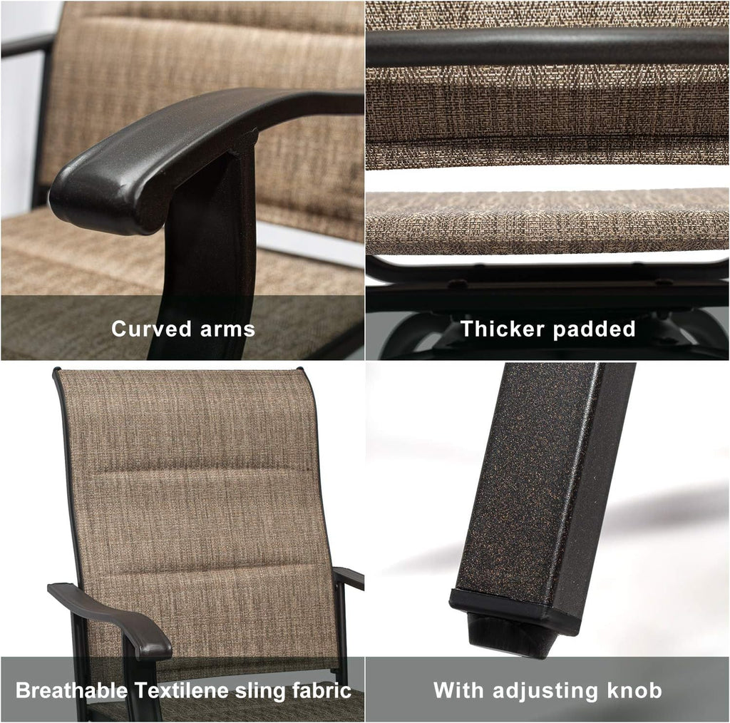 2 PCS All-Weather Padded Textilene Swivel Bar Stools V337304
