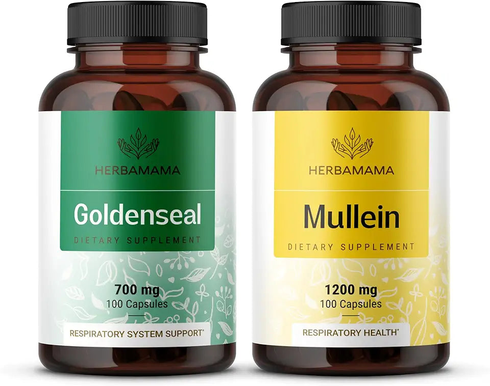 700 mg Goldenseal Root and 1200 mg Mullein Leaf Capsules 2 Pack D6064