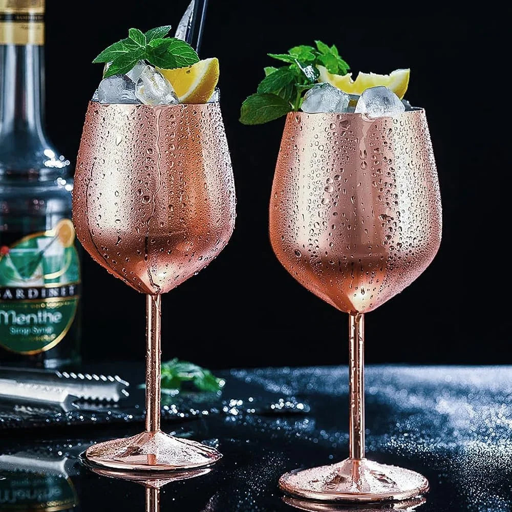 2 Stainless Steel Wine Glasses, 500ml, Rose Gold K17039