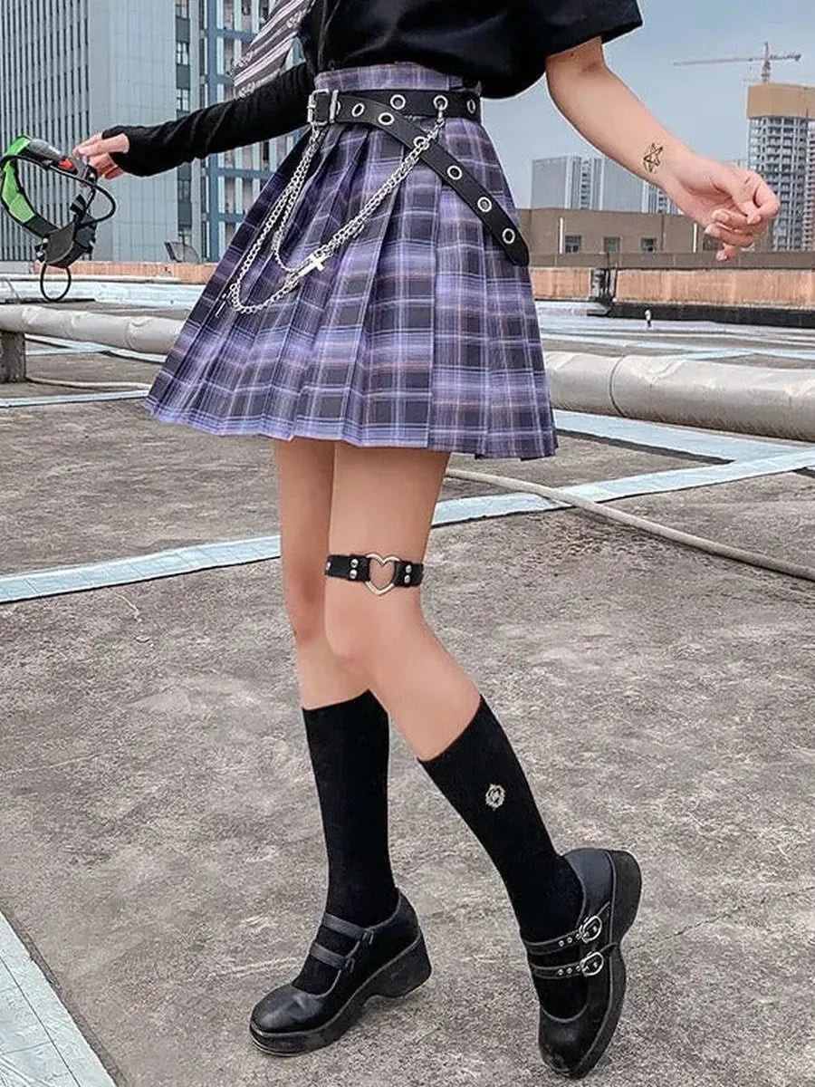 Neon Purple Pleated Skirt S957