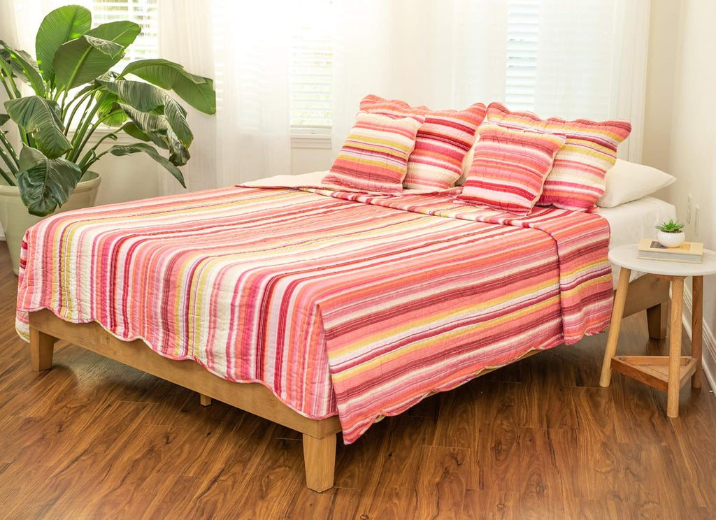 Colorful Striped Reversible Quilt Set 5-Pieces Cal King D5060