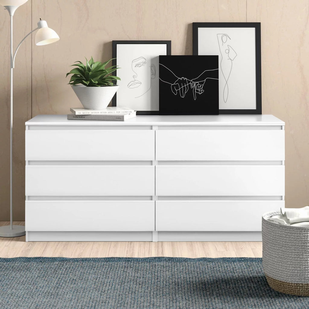 White 6 Drawer Dresser L7161