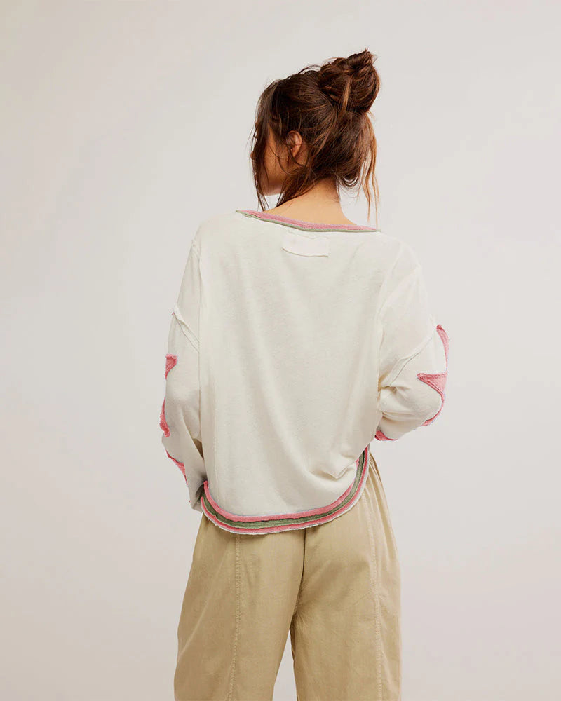 Round Neck Hooded Loose Star Hoodie P693338