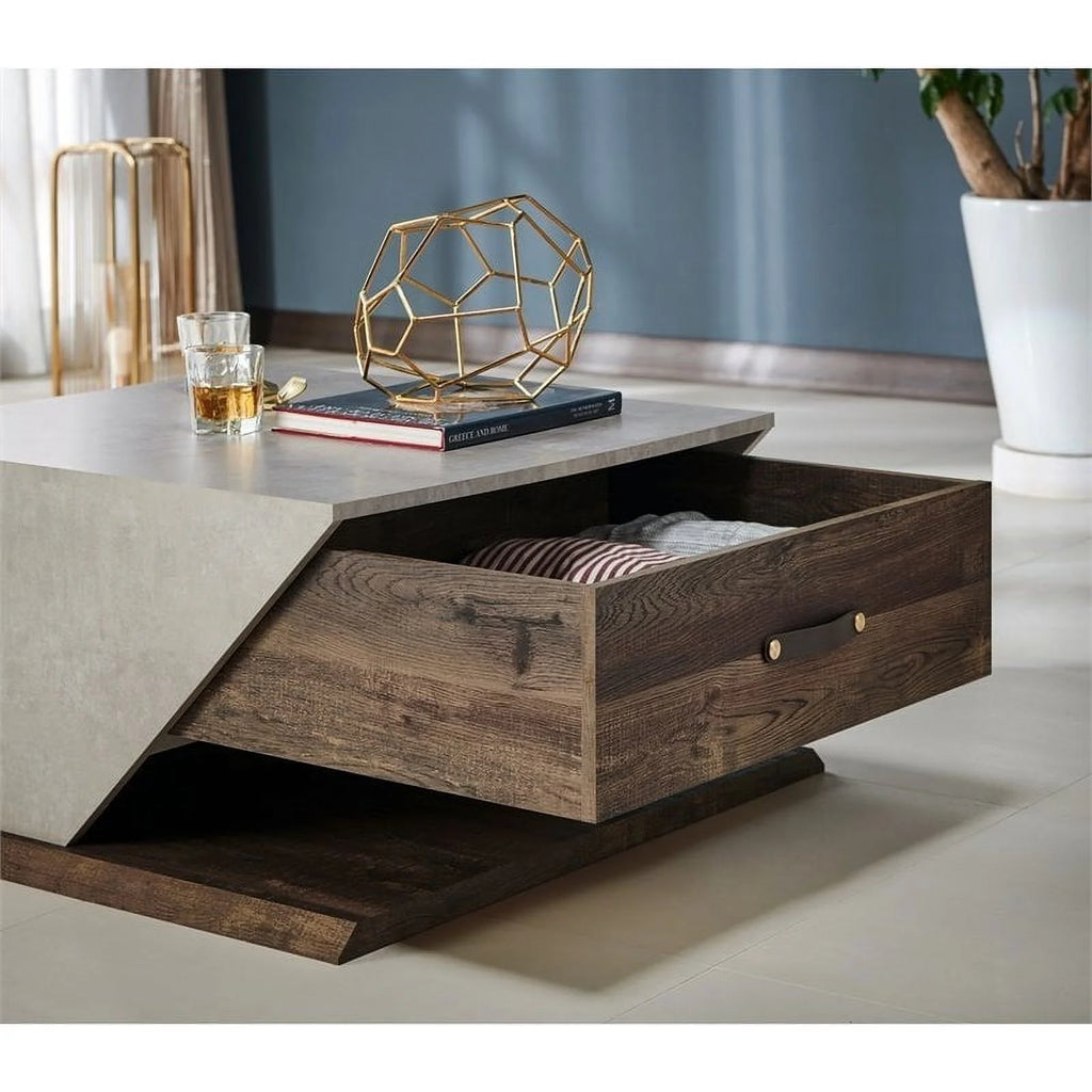 Oak Wood Storage Coffee Table and End Table Set O307