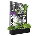 71'' Metal Planter with Trellis, Raised Garden Bed with Drainage Hole, Black H279