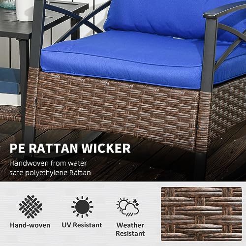 3 Piece Wicker Patio Rocking Chair Set with Coffee Table H127
