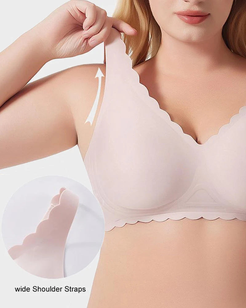 Wireless Bra with Scalloped Edge and Deep V Neckline N286
