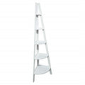 5-Shelf Corner Ladder Bookcase White I8441