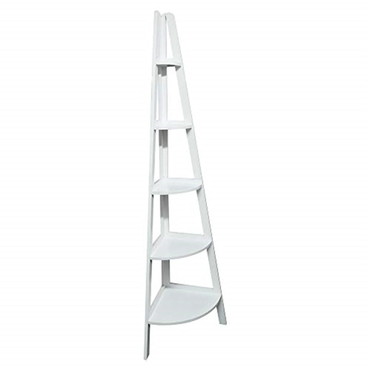 5-Shelf Corner Ladder Bookcase White I8441