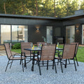 7 Piece Outdoor Patio Dining Set with Umbrella Hole F353390